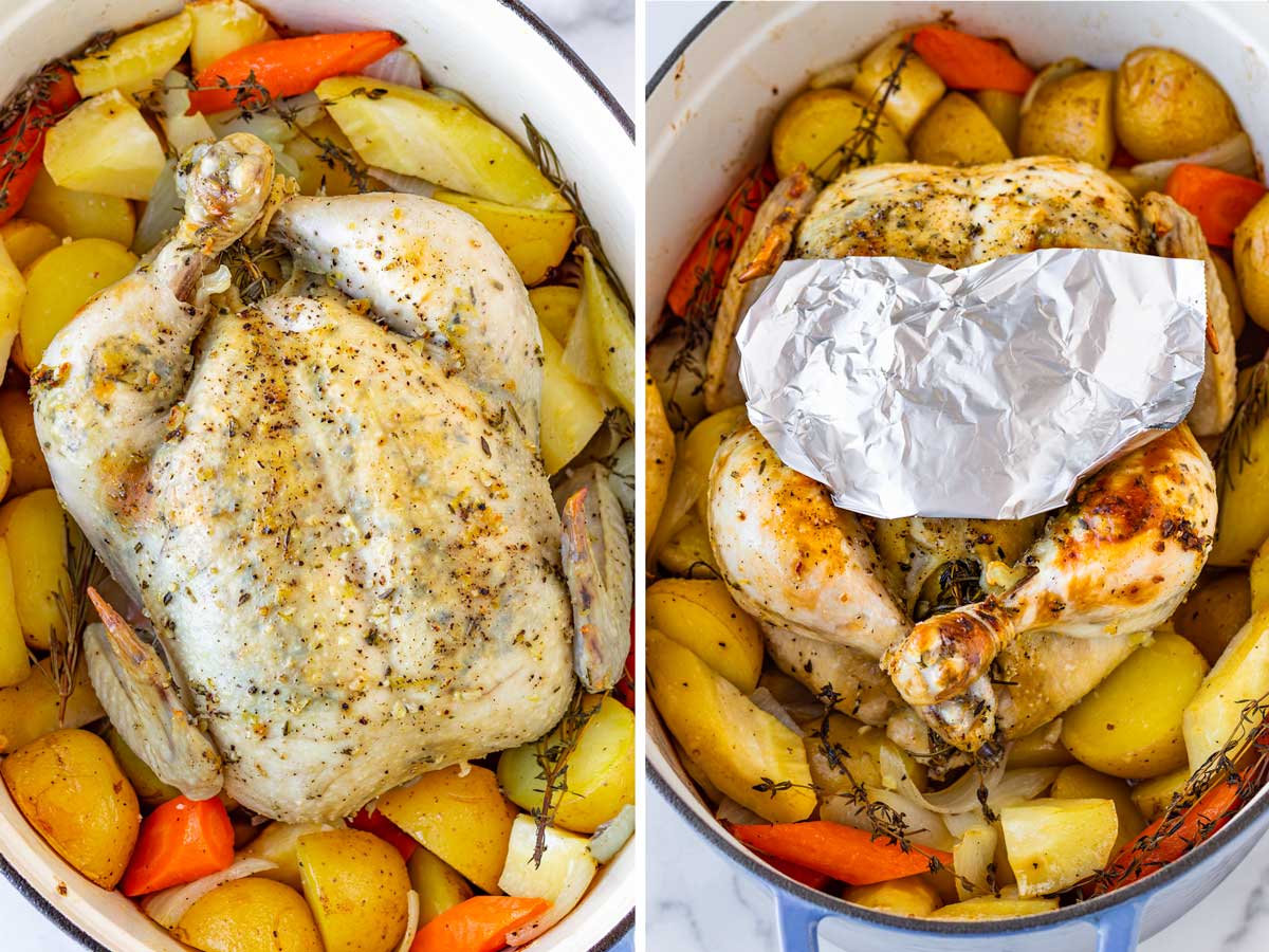 browning the skin of the chicken when roasting