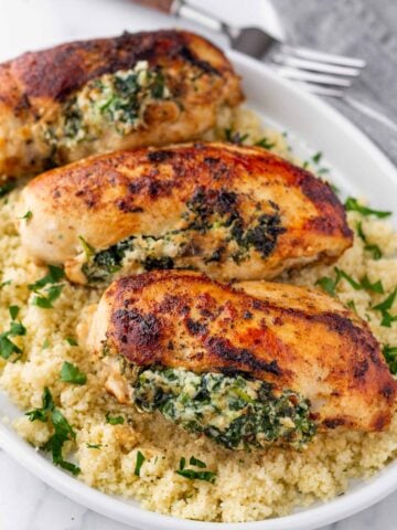 spinach stuffed chicken over couscous