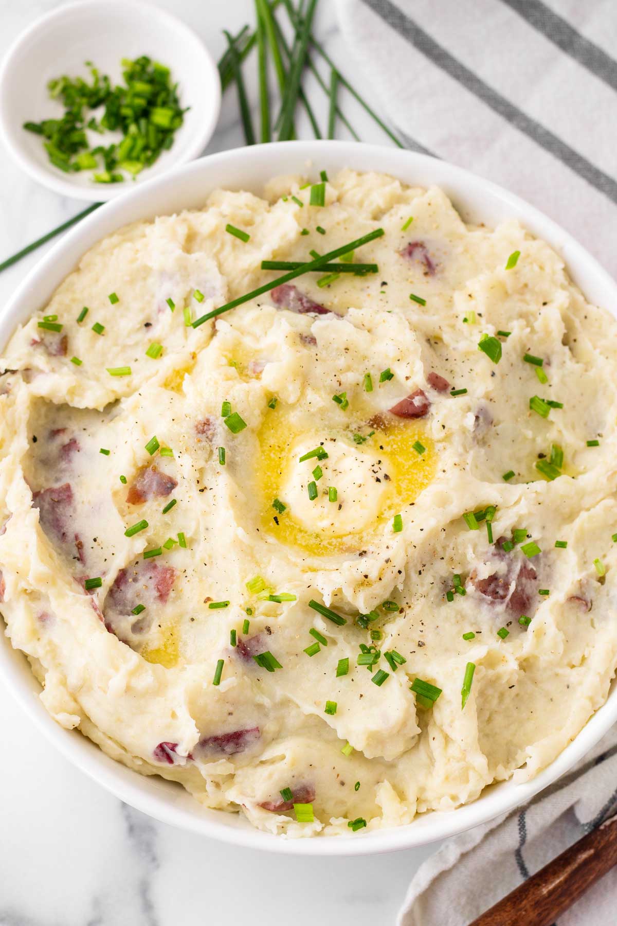 mashed potatoes rustic style made with red potatoes