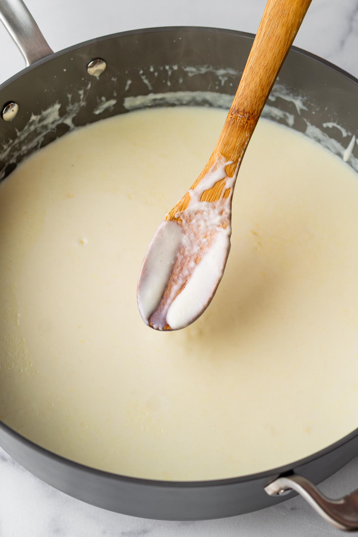 added the milk and cream to make the thick sauce