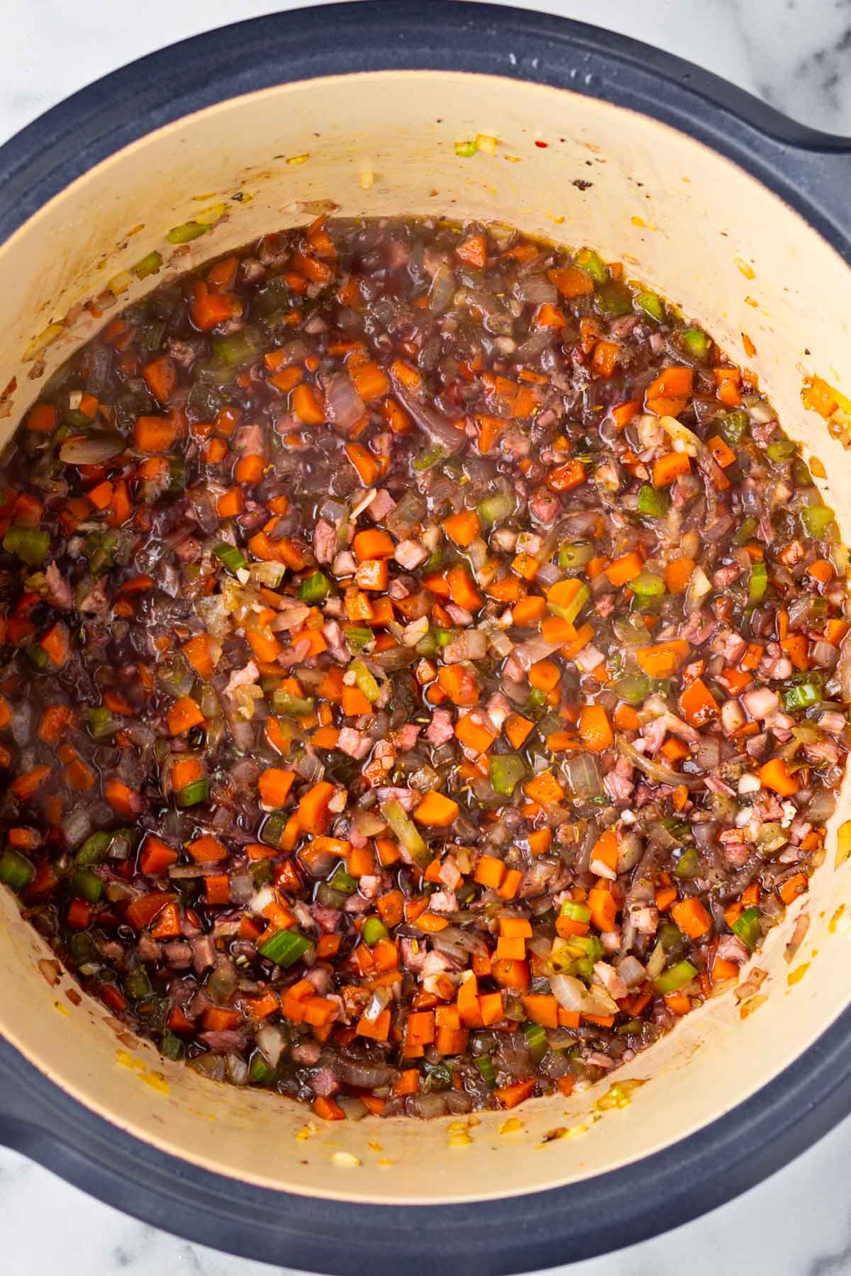 added red wine to the pot