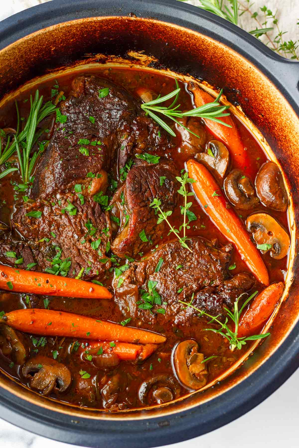 finished dutch oven braised beef