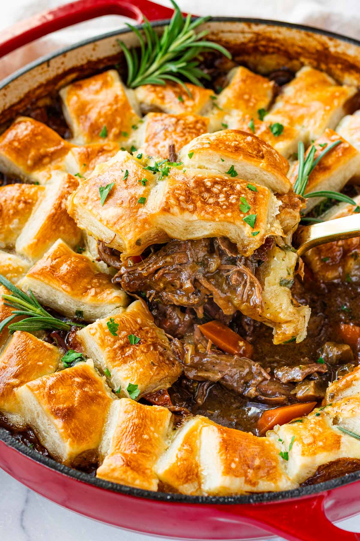 spoonful of beef pot pie