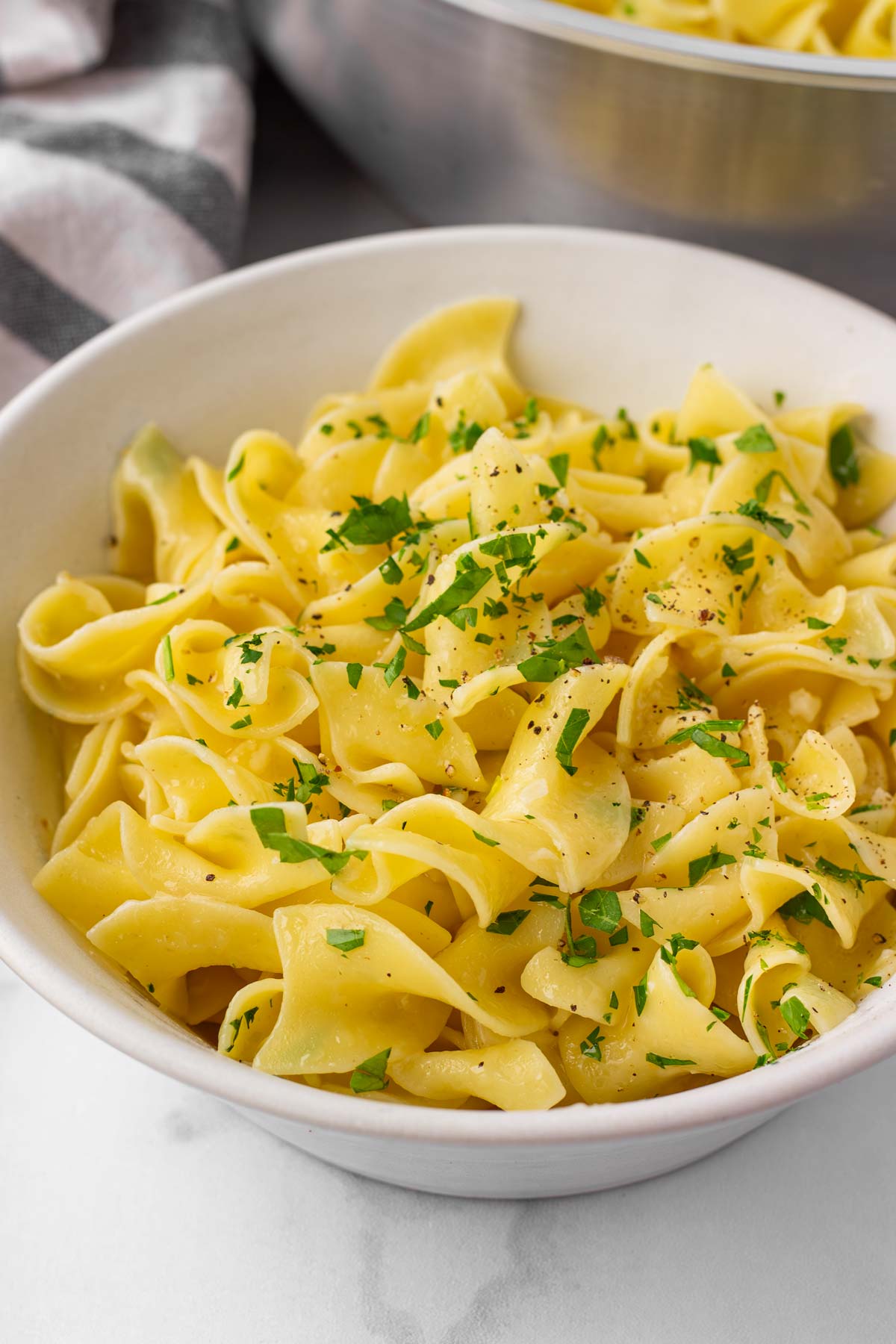 a bowl of egg noodles