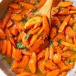 brown sugar carrots with glaze in skillet