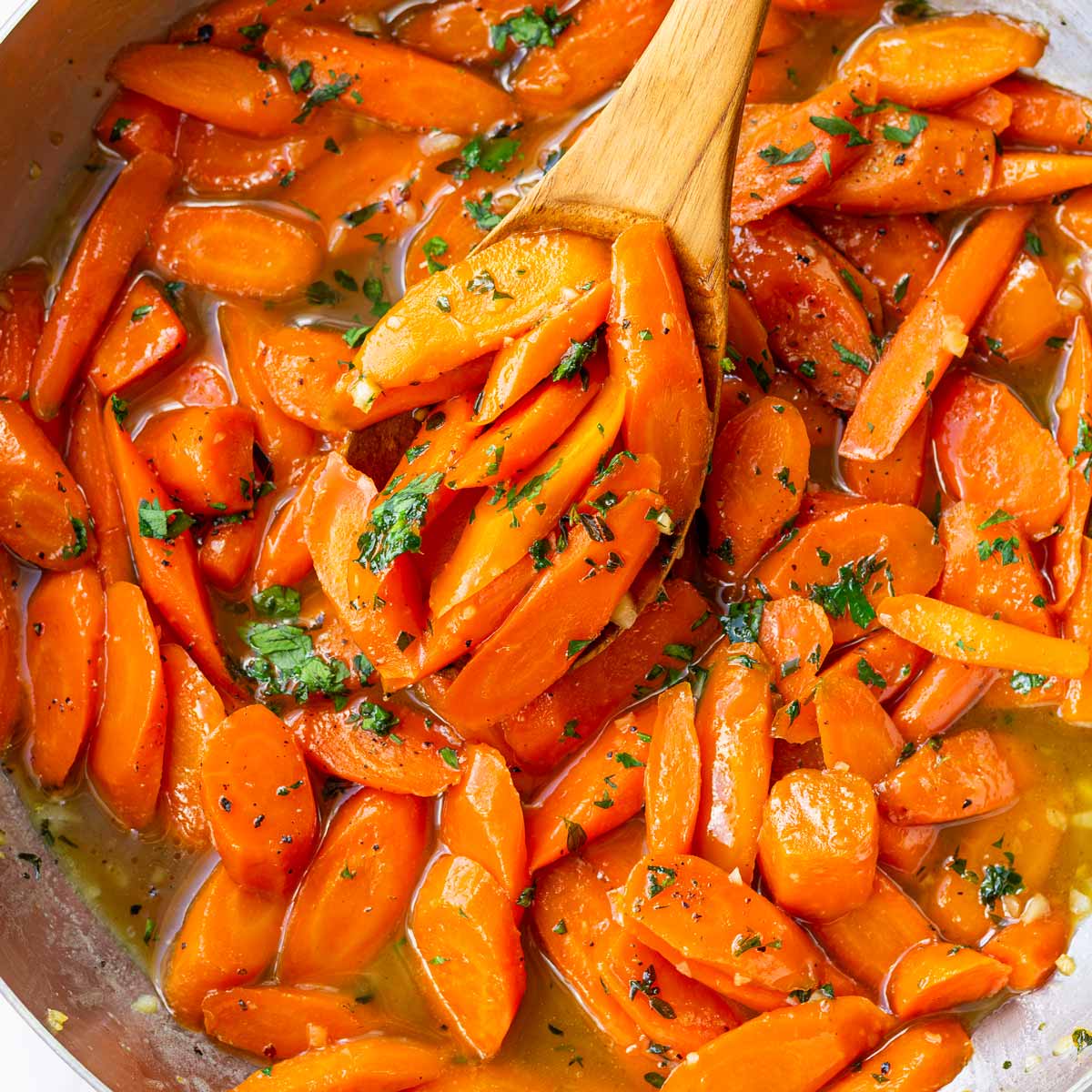 brown sugar carrots with glaze in skillet