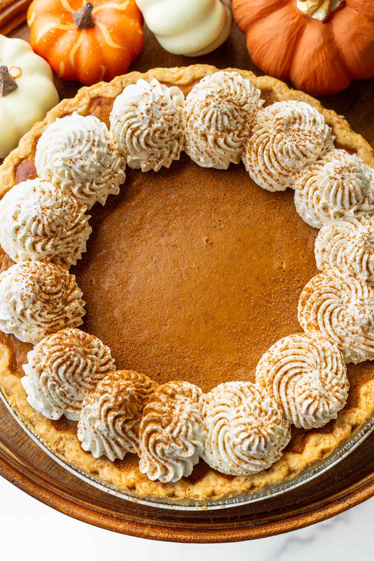 decorated 9 inch pumpkin pie made with sweetened condensed milk