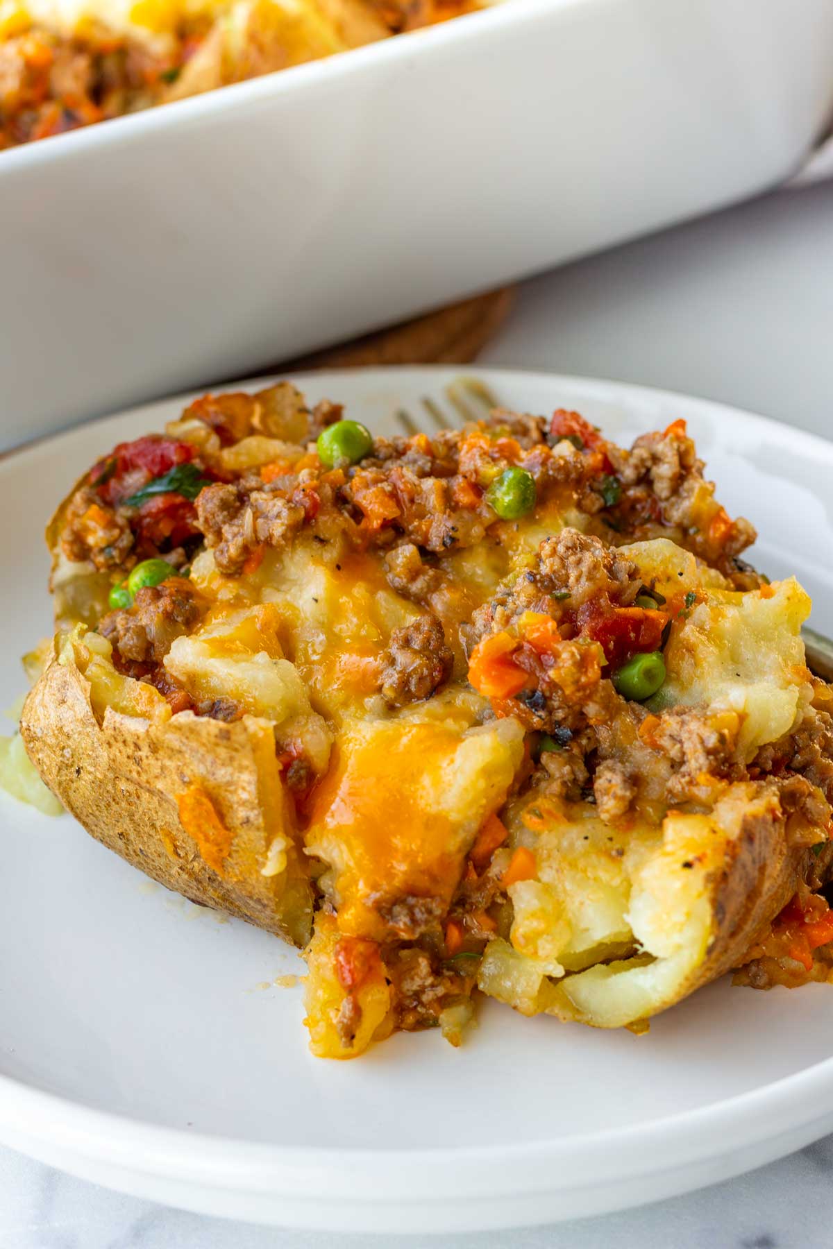 shepherds pie baked potato with beef single serving