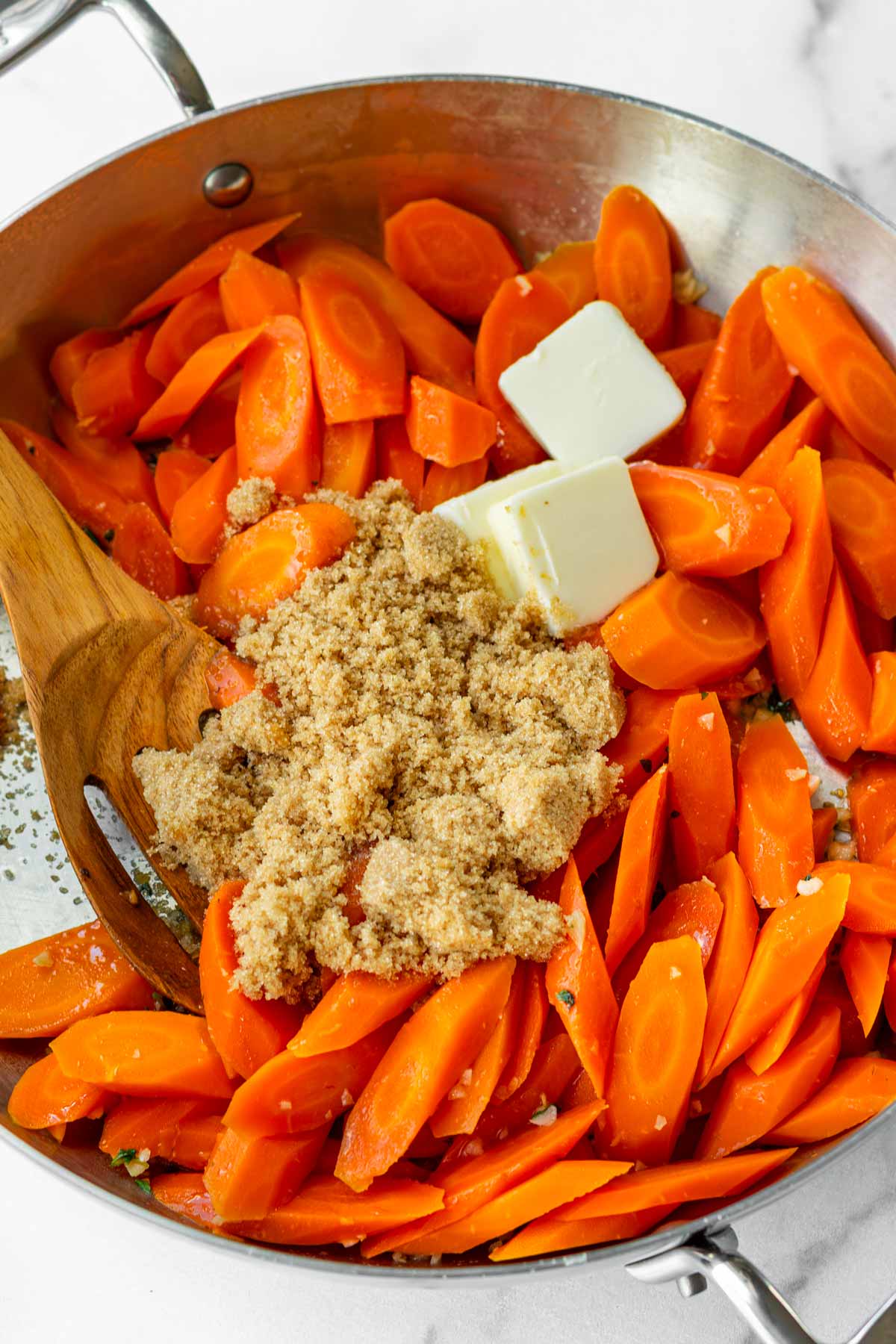 added carrots, brown sugar, and butter