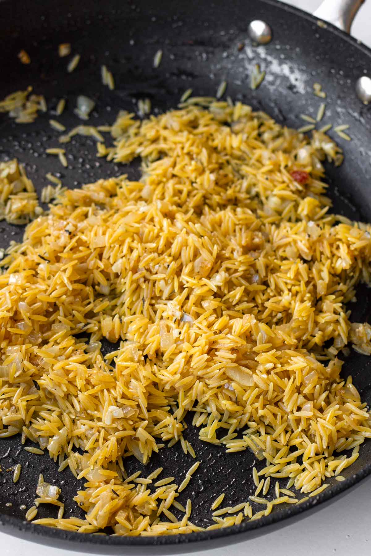added orzo to the pan