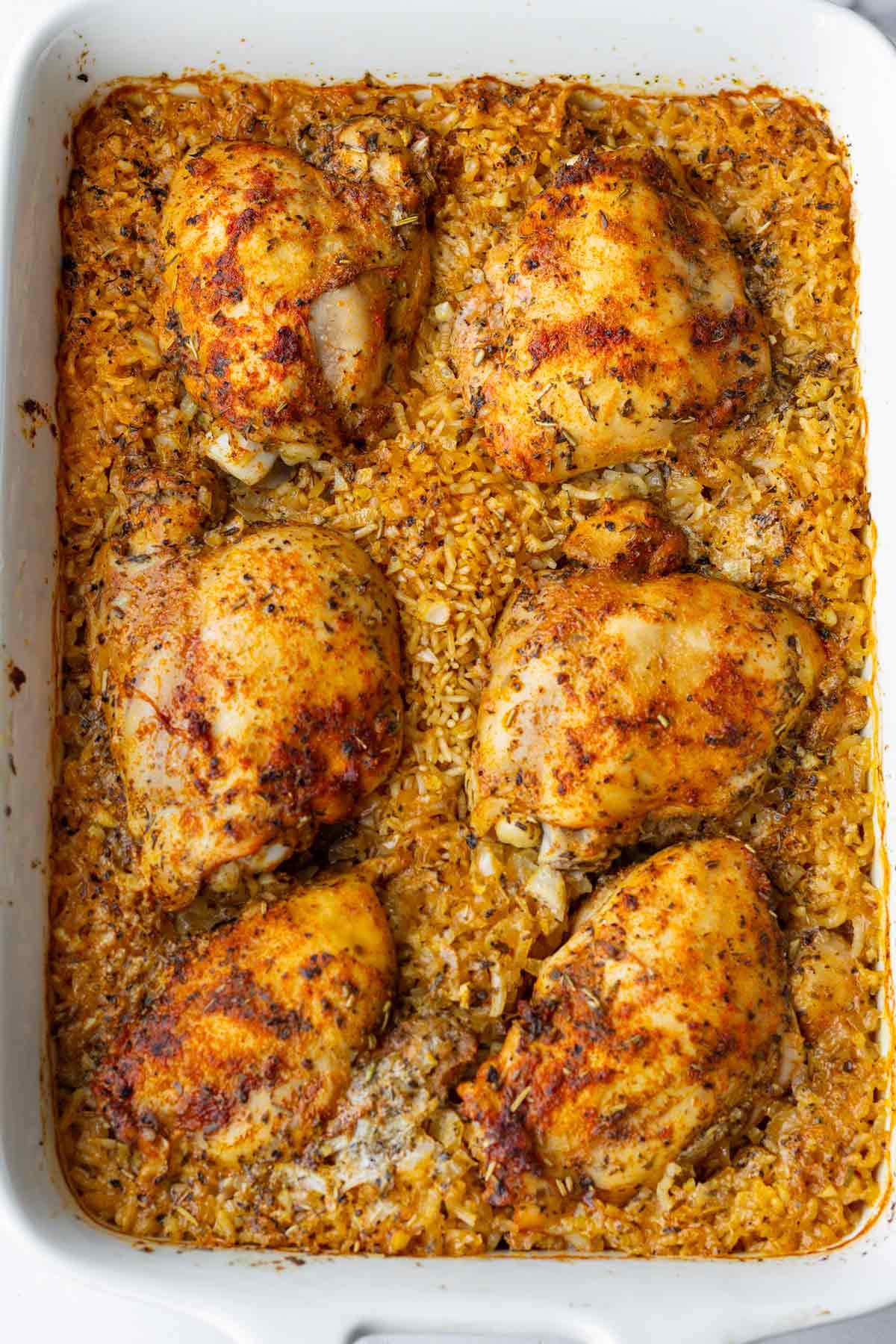 cooked oven baked chicken and rice