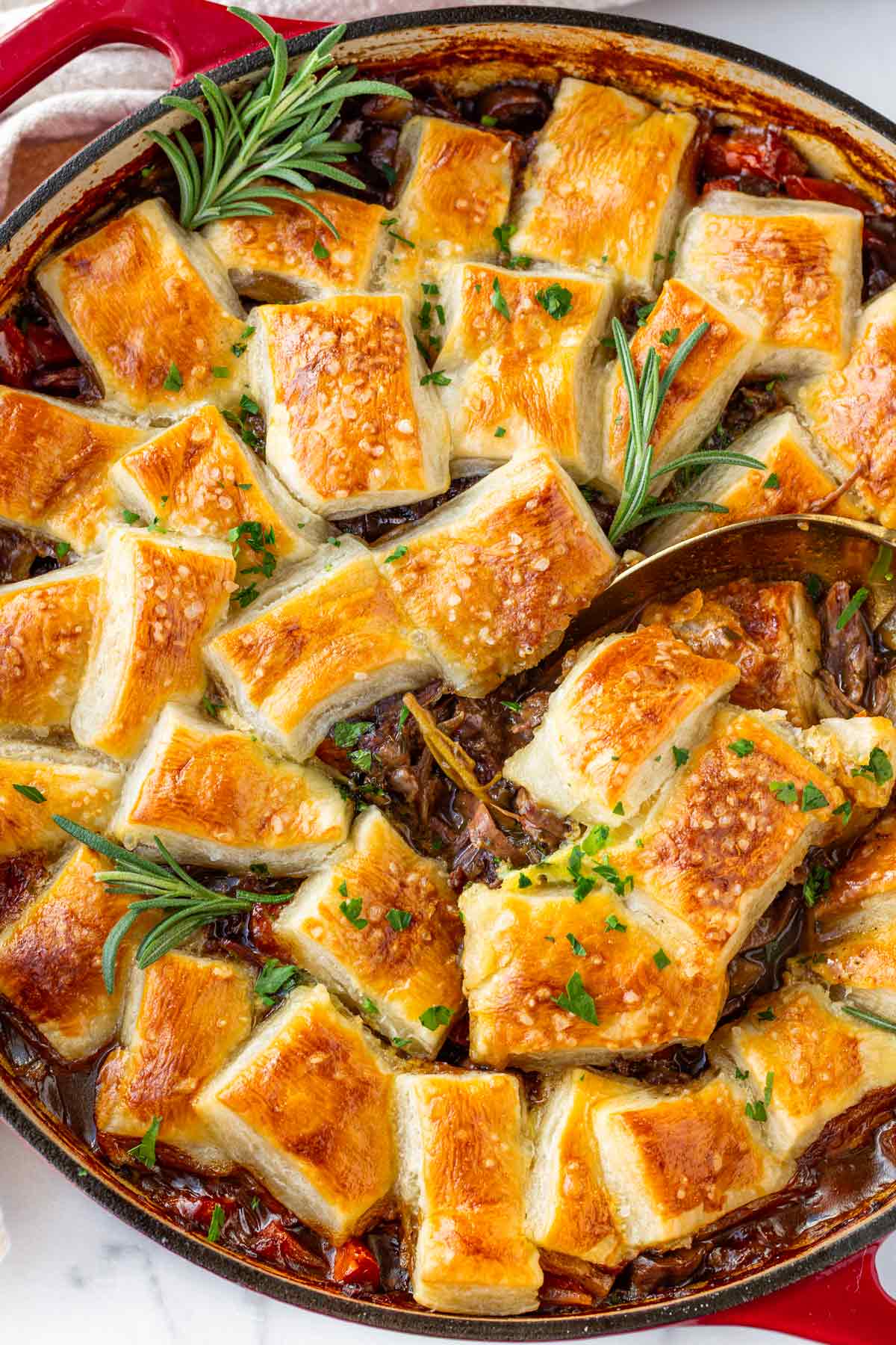 baked golden brown beef chuck roast pot pie